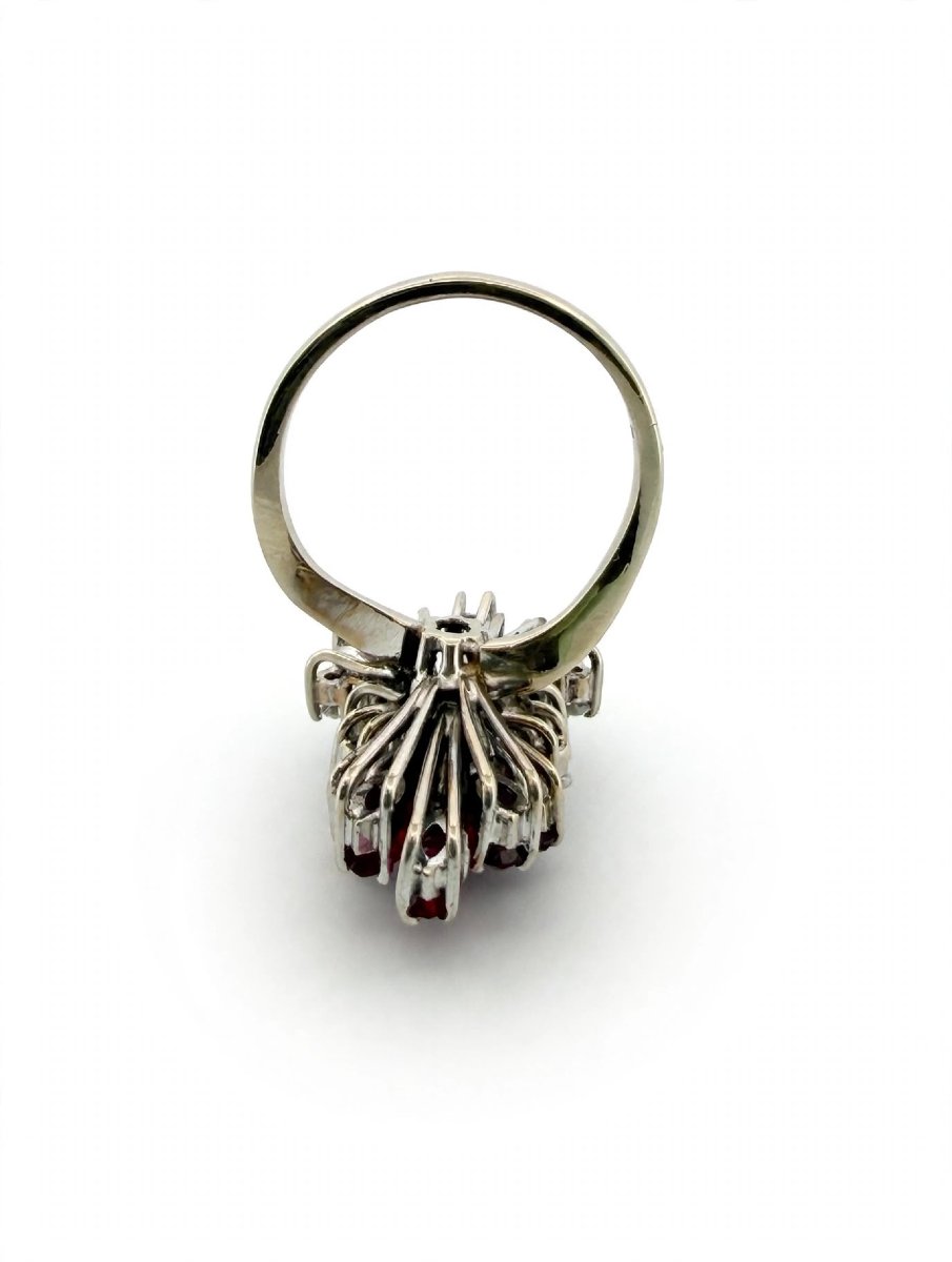 Anello in Oro bianco 18Kt con Rubini e Diamanti-photo-2
