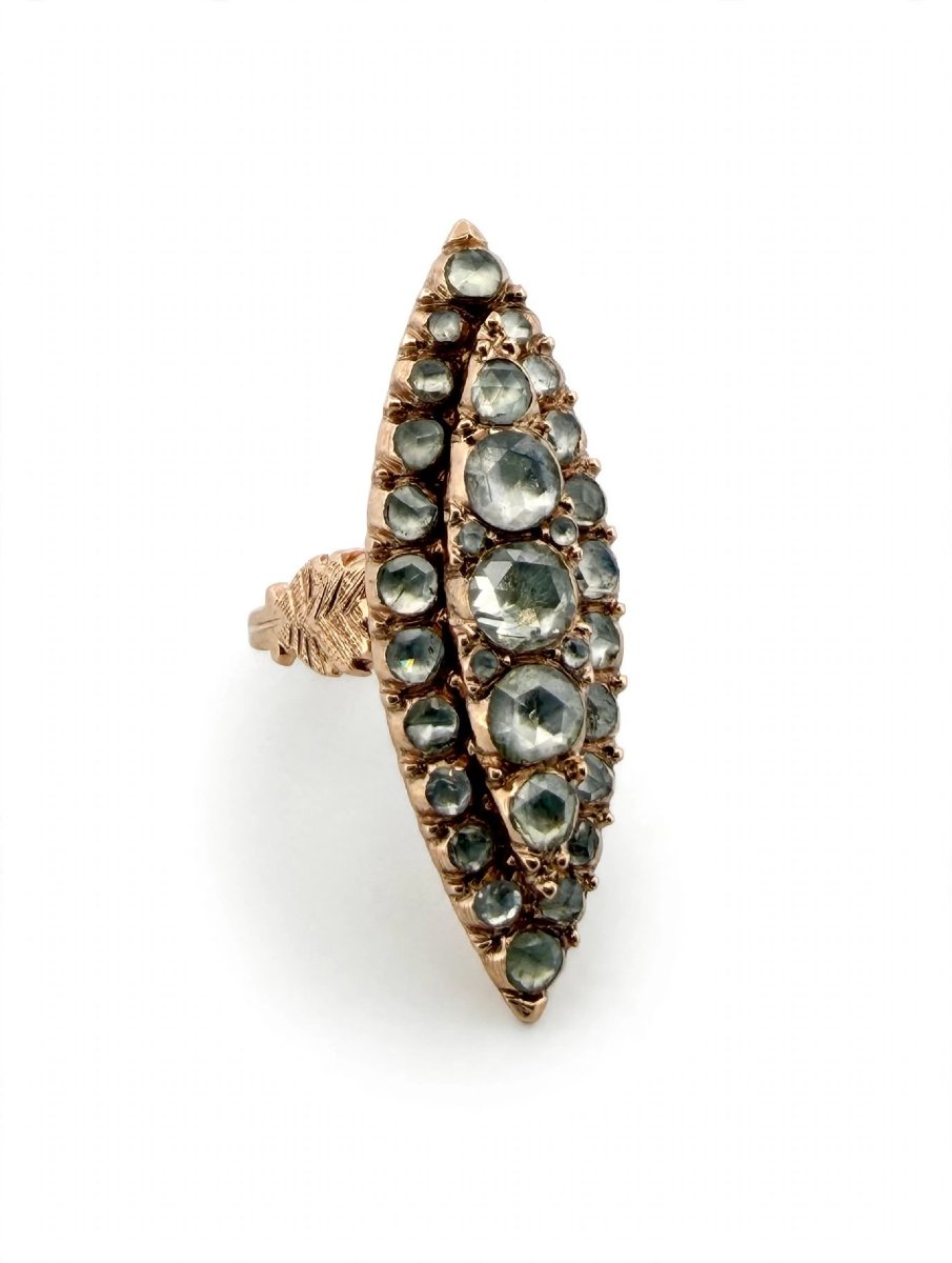 Anello navette Vittoriano in Oro con Diamanti-photo-2