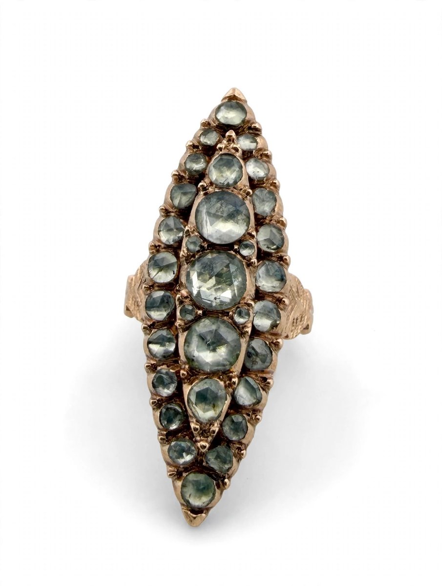 Anello navette Vittoriano in Oro con Diamanti-photo-3