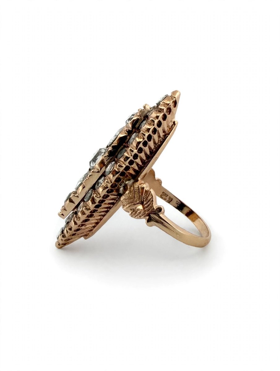 Anello navette Vittoriano in Oro con Diamanti-photo-3