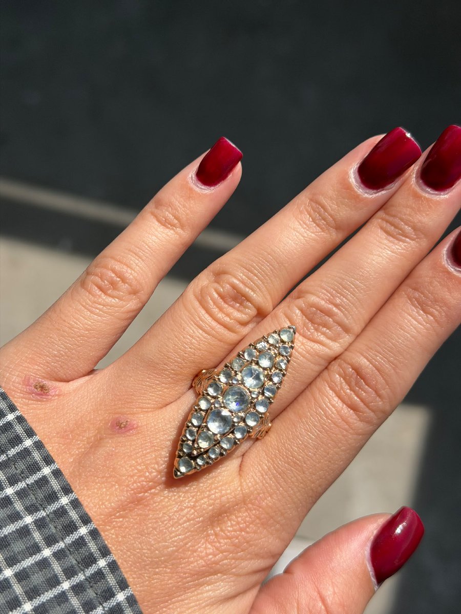 Anello navette Vittoriano in Oro con Diamanti-photo-7