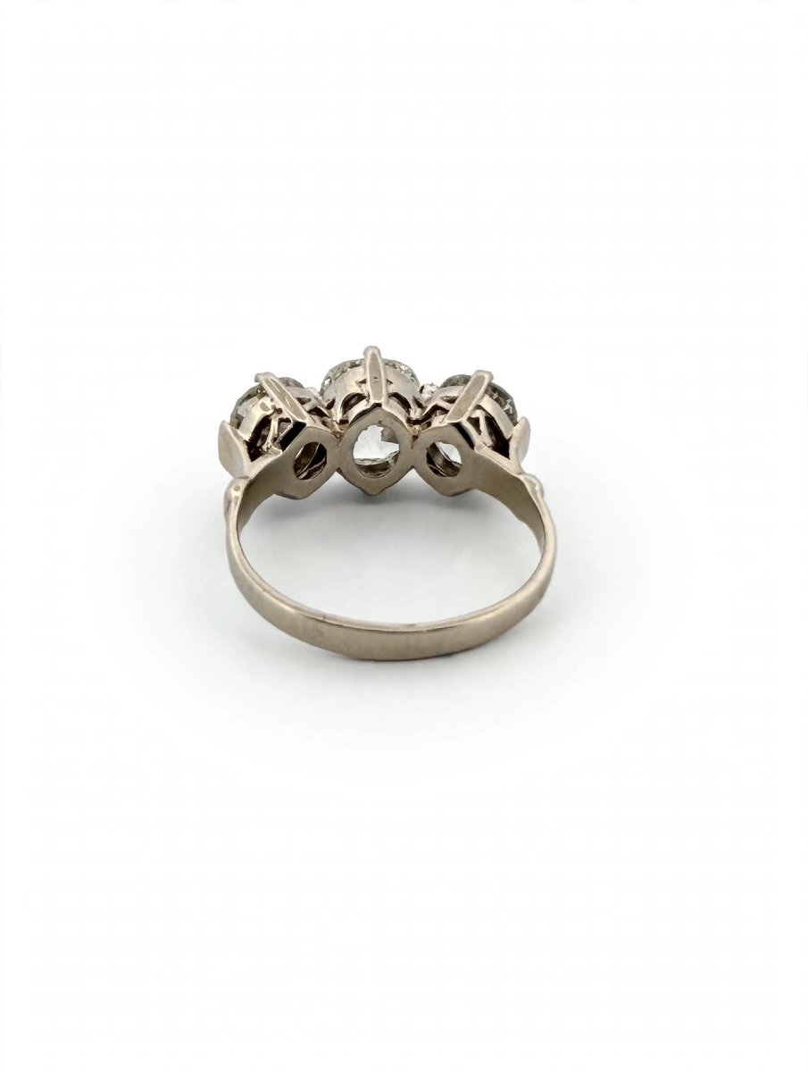 Anello Trilogy Art Decò con Diamanti Taglio Antico in Oro bianco 18Kt-photo-2