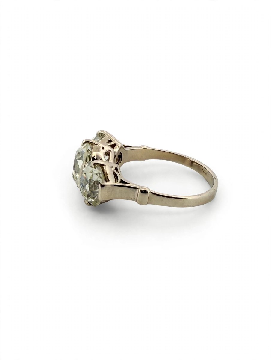 Anello Trilogy Art Decò con Diamanti Taglio Antico in Oro bianco 18Kt-photo-3