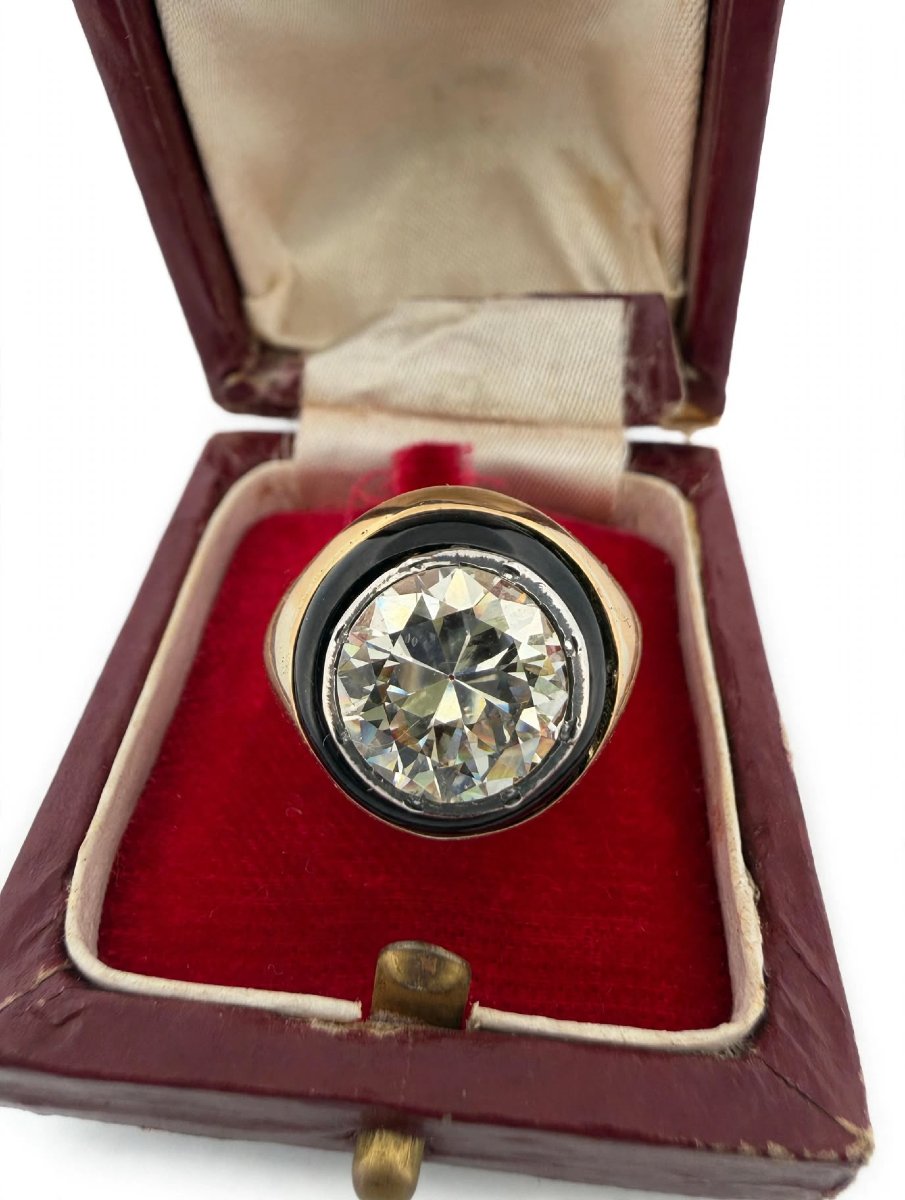 Anello Vintage in Oro Giallo 18Kt con Diamante Old Cut