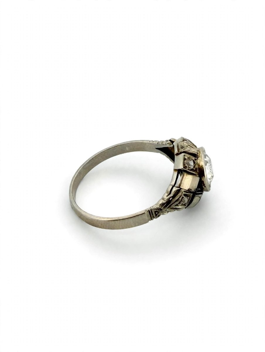 Anello Antico in Oro Bianco 18Kt con Diamanti taglio Vecchia Miniera-photo-1