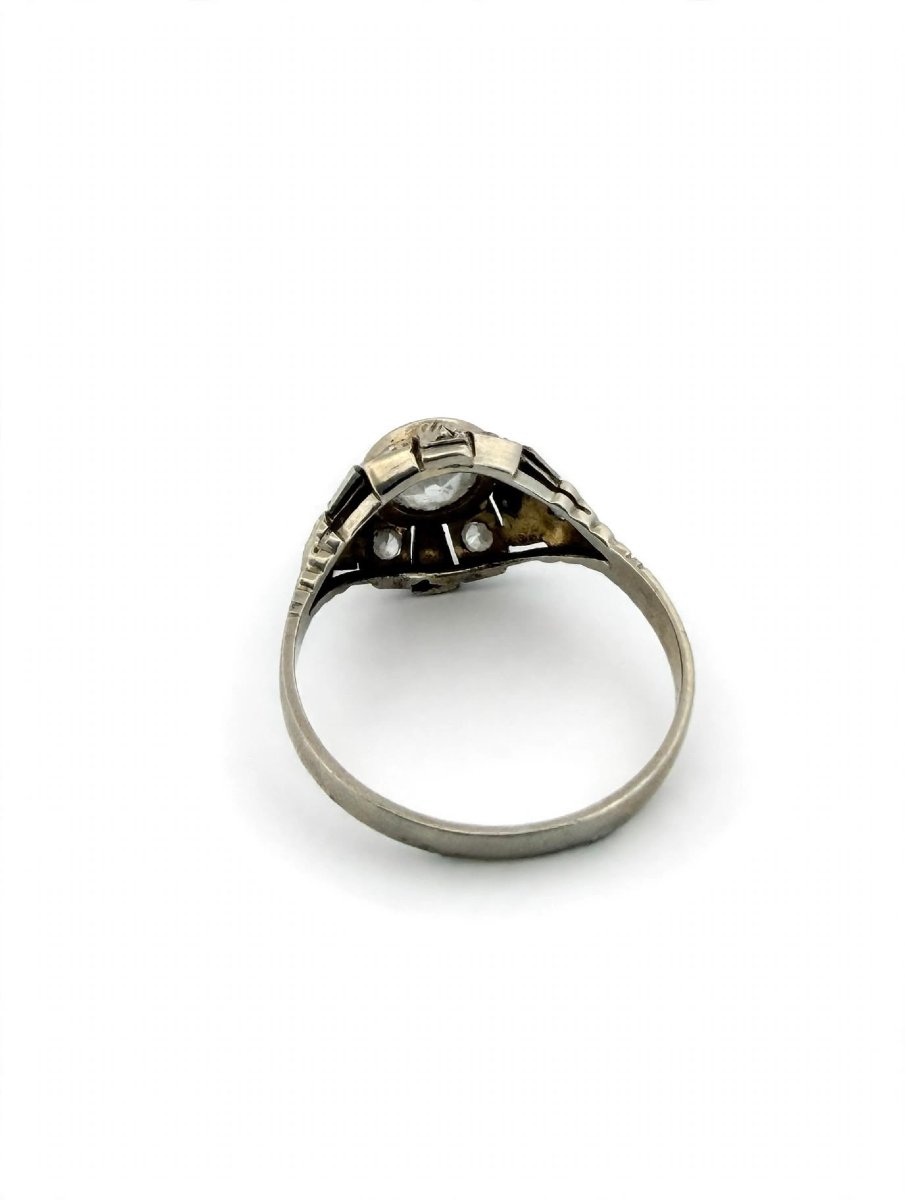 Anello Antico in Oro Bianco 18Kt con Diamanti taglio Vecchia Miniera-photo-4