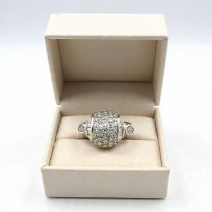 Anello in oro bianco 18kt massiccio con diamanti