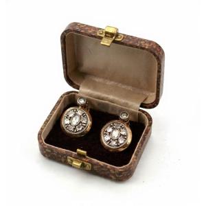 Orecchini in oro basso argento e diamanti rosa coronè