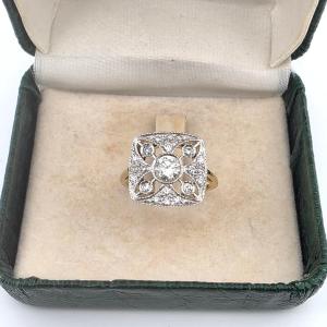 Anello in oro bianco e giallo 18kt con diamanti