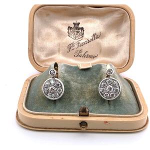 Orecchini in oro bianco e giallo 18kt con diamanti