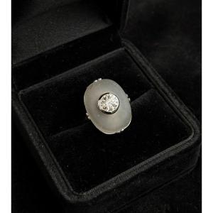 Anello Art Decò in platino con diamante 