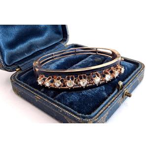Bracciale in platino e smalto blu con diamanti rosa coronè