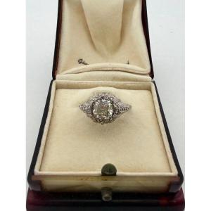 Anello Art Decò in Platino con Diamanti