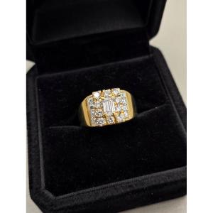 Anello a fascia in Oro giallo 18Kt con Diamanti
