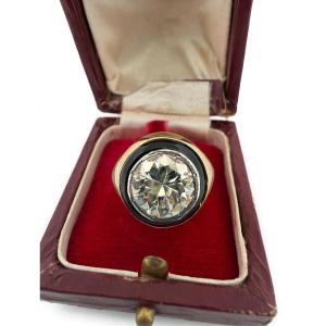 Anello Vintage in Oro Giallo 18Kt con Diamante Old Cut