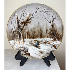 Limoges Porcelain Plate Entirely Hand Painted.