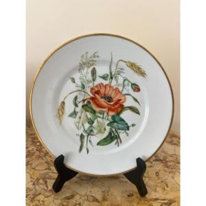 Decorative Plate Painted In 1987 With Poppy Flowers.