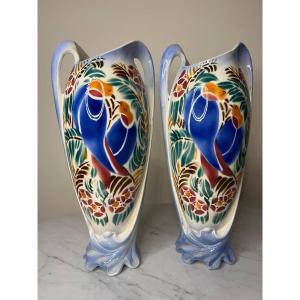Old Vintage Ceramic Vase Art Deco Period