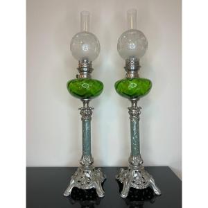 Pair Of Oil Lamps, Around 1900