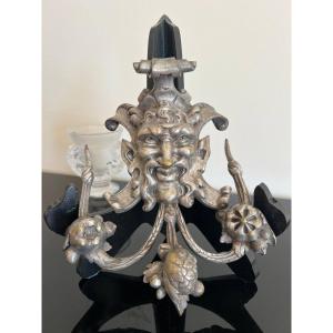 Rare Bronze Wall Pyrogen With Devil's Face.