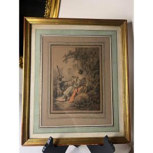 After Jean-baptiste I Huet (1745-1811), Engraved By Gilles Demarteau “the Bear Trainer”