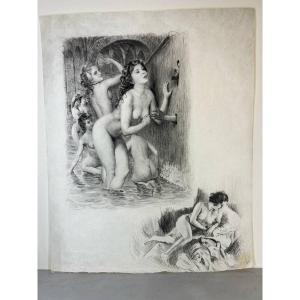 Becat Pierre Emile A Man And His Naked Women