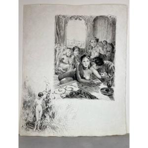 The Harem, Engraving By Pierre Emile Becat