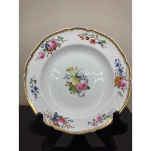 Paris Porcelain Deep Plate With Flower Bouquet Decor