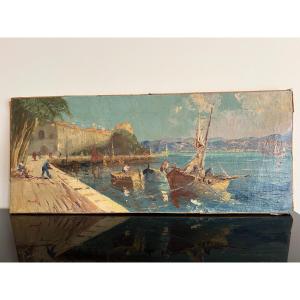 Marine Painting, Oil On Canvas.