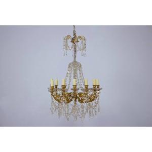 Mid-19th Century Bronze And Crystal Chandelier