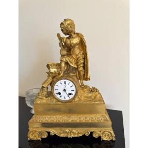 Troubadour Clock In Patinated And Gilded Bronze