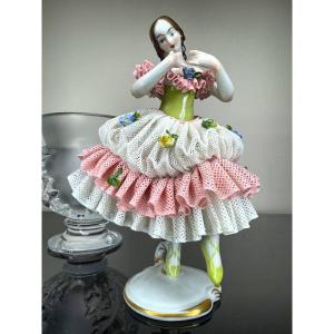 Volkstedt German Lace Ballerina Figurine