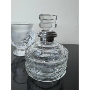 Art Deco Bottle In Cut Crystal And Sterling Silver