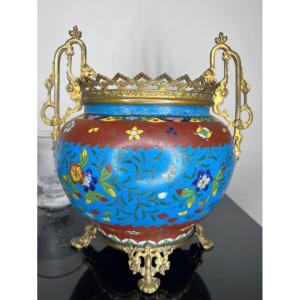Cloisonné Enamel Vase Bronze Mount