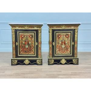 Pair Of Napoleon III Sideboards In Boulle Marquetry.