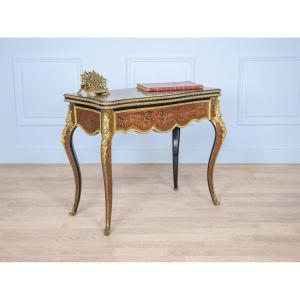Games Table, Boulle Marquetry Console Decorated With Gilt Bronze, Napoleon III