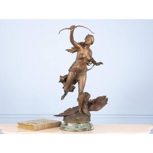 “diana The Huntress And The Fallen Eagle” Bronze, Paul Jean Baptiste Gasq.