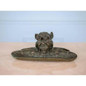 Bronze Desk Inkwell, Gothic Sculpture, Devil, Goblin, Gargoyle