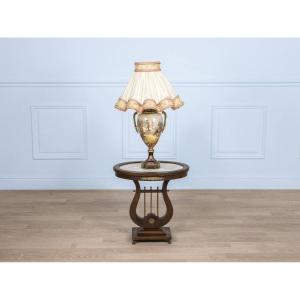 19th Century Porcelain Lamp With Military Decor In The Style Of Sevres