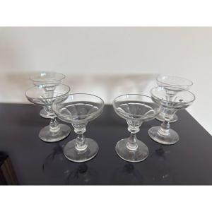 Antique Cut Crystal Champagne Glasses On Foot