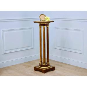 Revolving Mahogany, Mahogany Veneer And Brass Saddle, Napoleon III Period Louis XVI Style