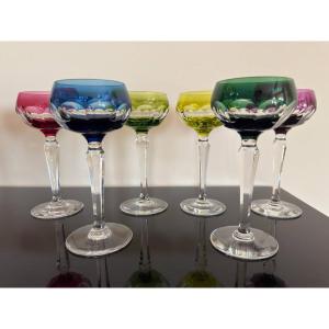 Val Saint Lambert, Roemer Glasses In 6 Different Colors, Signed
