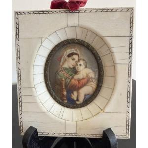 Miniature Of The Virgin And Child Jesus