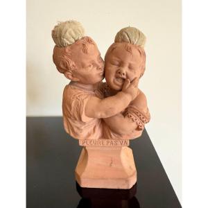 Terracotta Needle Holder By The Artist Victor Szoceblevski (1888-1965) "don't Cry"