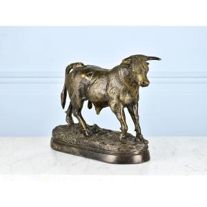 Christian Maas, Walking Bull. Patinated Bronze.