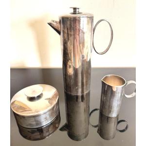 Sabattini Lino - Christofle, Gallia Collection Modernist Tea Or Coffee Service In Silver Metal