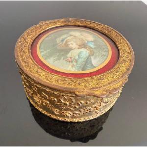 Round Box With Miniature Painting, Late 19th Century
