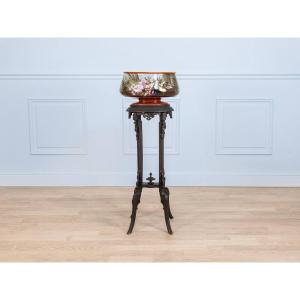 The Vase, The Planter, The Montereau Porcelain Planter (marked Lm & Cie) And Its Stand