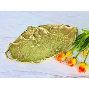 Art Nouveau Bronze Tray With Lizard Decor