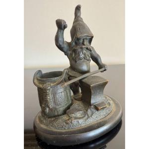 Pyrogen With Dwarf Blacksmith Bronze Proof With Nuanced Brown Patina